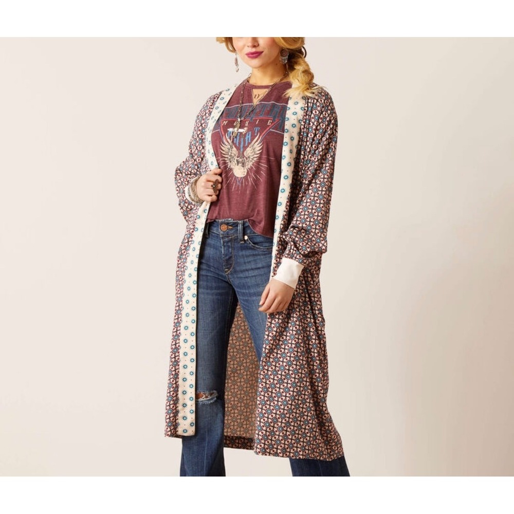 Ariat Womens Mesquite Kimono Duster Cardigan Geometric Print New S-M